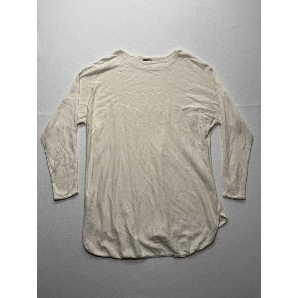 Michael Kors Sweater Womens Large White Lightweight Knit High Low Hem Pullover